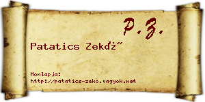 Patatics Zekő névjegykártya